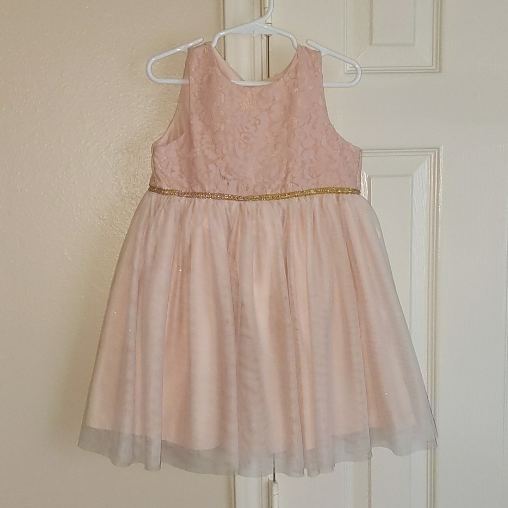 Pink and gold toddler chiffon dress